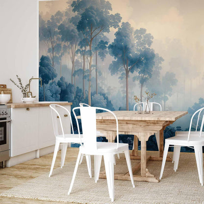 Fototapete - Landscape with Trees in Illustrative Style Fairy-Tale Blue Forest