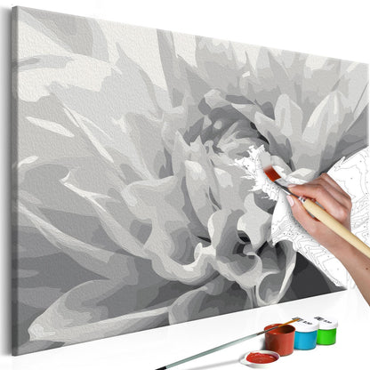 Wandbild zum Ausmalen Schwarz-Weiße Blume - Malen nach Zahlen Set monochrom - Sawelt