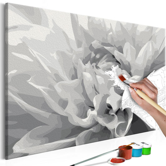 Wandbild zum Ausmalen Schwarz-Weiße Blume - Malen nach Zahlen Set monochrom - Sawelt