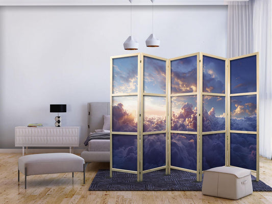 Japanischer Paravent - The Sun in Hiding: The Golden Face of the Sky Over a Cloudy Sea Artgeist
