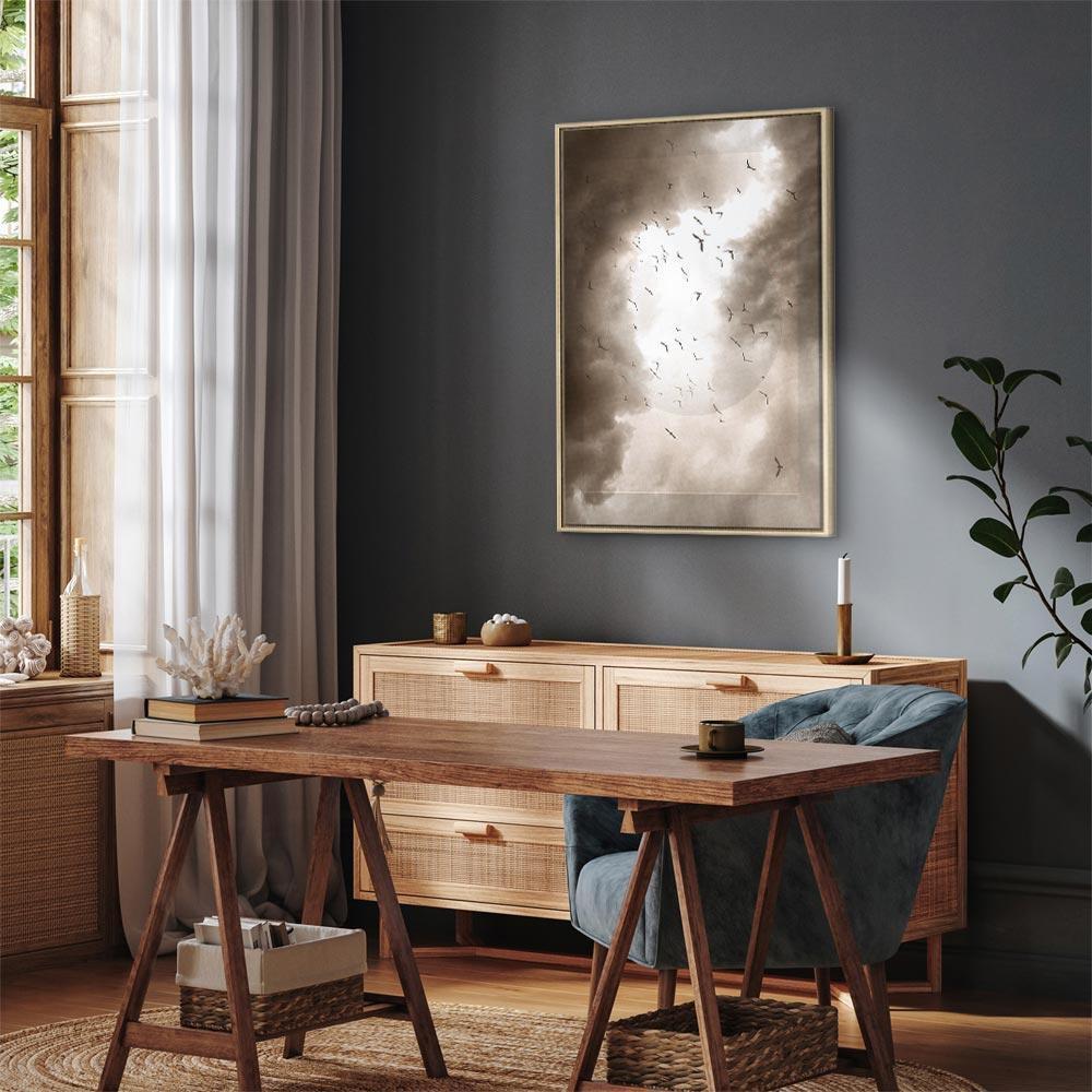 Leinwandbild - Birds in the Clouds (1 Part) Vertical