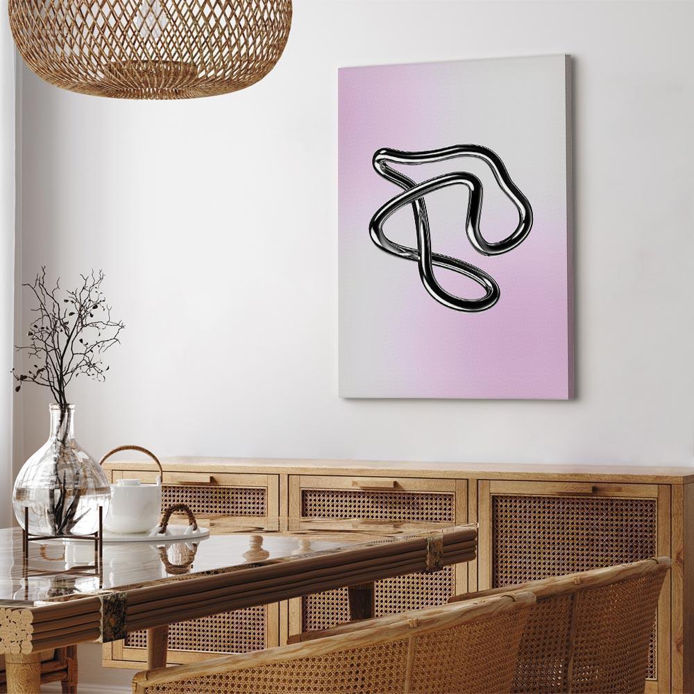 Leinwandbild - Silver Intricacies - Fluid Metallic Figure on a Gradient Background