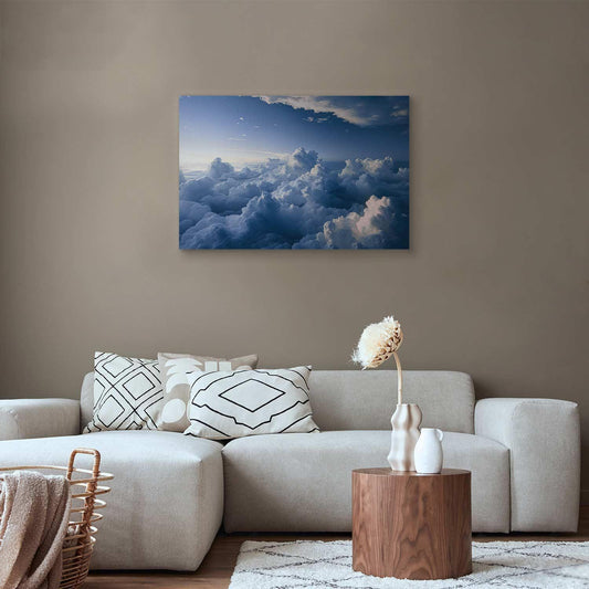 Leinwandbild - Aerial Landscapes: Rays Lighting Up Fluffy Cloud Formations Artgeist