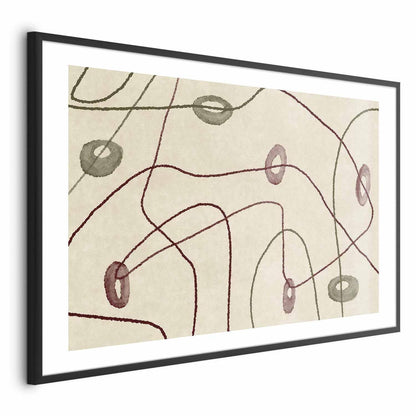 Poster - Lines and Shapes - a bead labyrinth on a pale, worn background