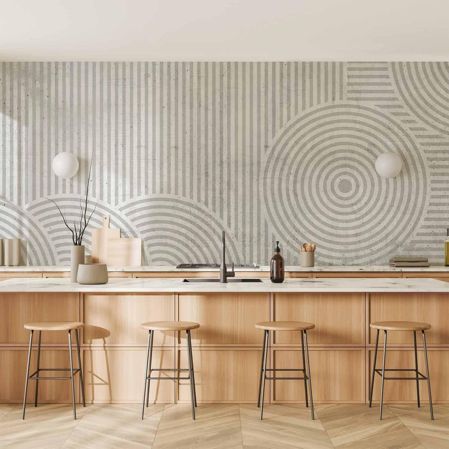 Wohnzimmer mit minimalistischer Tapete

