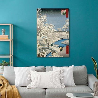 Leinwandbild - Utagawa Hiroshige – Drum bridge and Setting Sun Hill at Meguro
