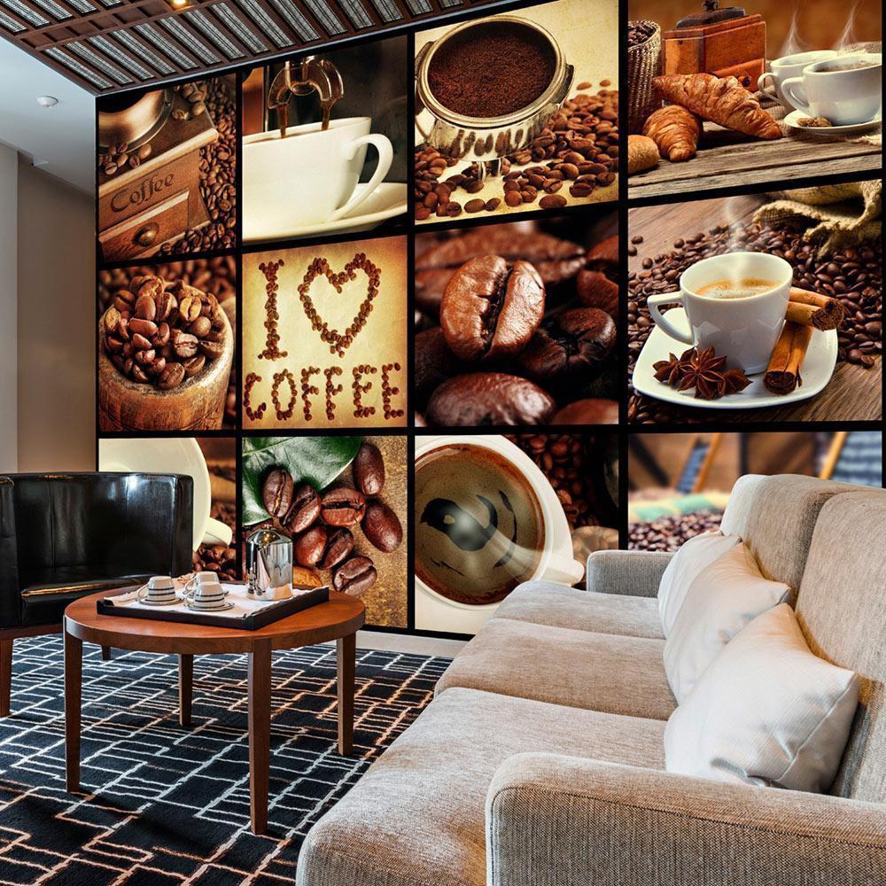 Fototapete Coffee Collage – Kaffeegenuss für deine Wand