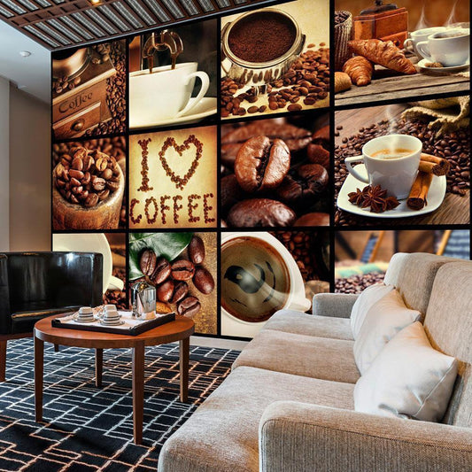 Fototapete Coffee Collage – Kaffeegenuss für deine Wand