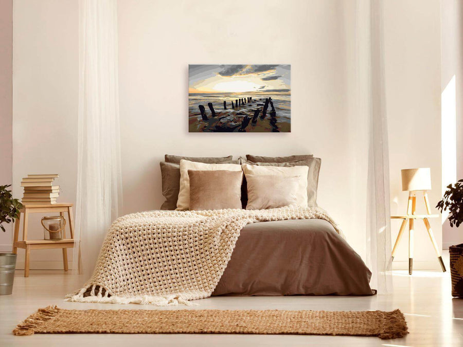 Wandbild zum Ausmalen - Strand (Sonnenaufgang)