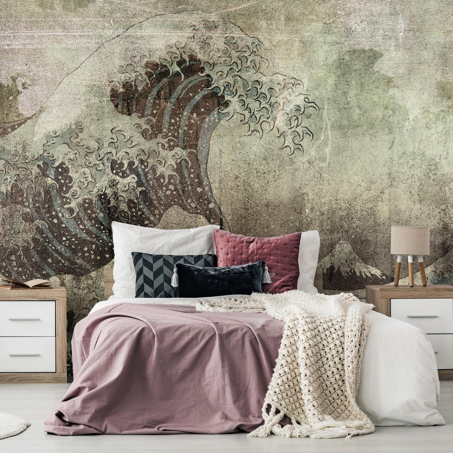Fototapete - Great wave in Kanagwa in retro style - landscape of rough sea Artgeist