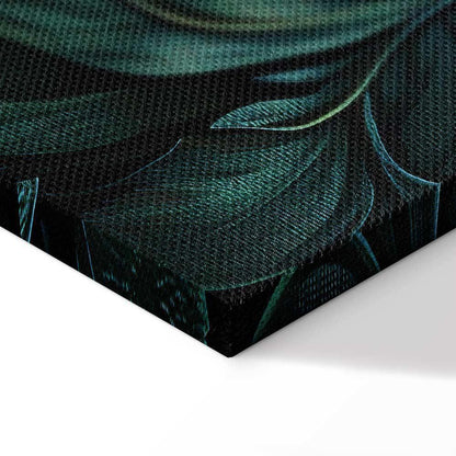 Leinwandbild - Dark Green Victorian Leaves: Botanical Carved Composition