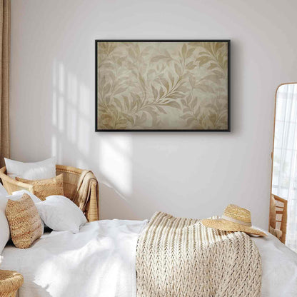 Leinwandbild - Botanical Motif with Leaves and Vines in Sand Colors Artgeist