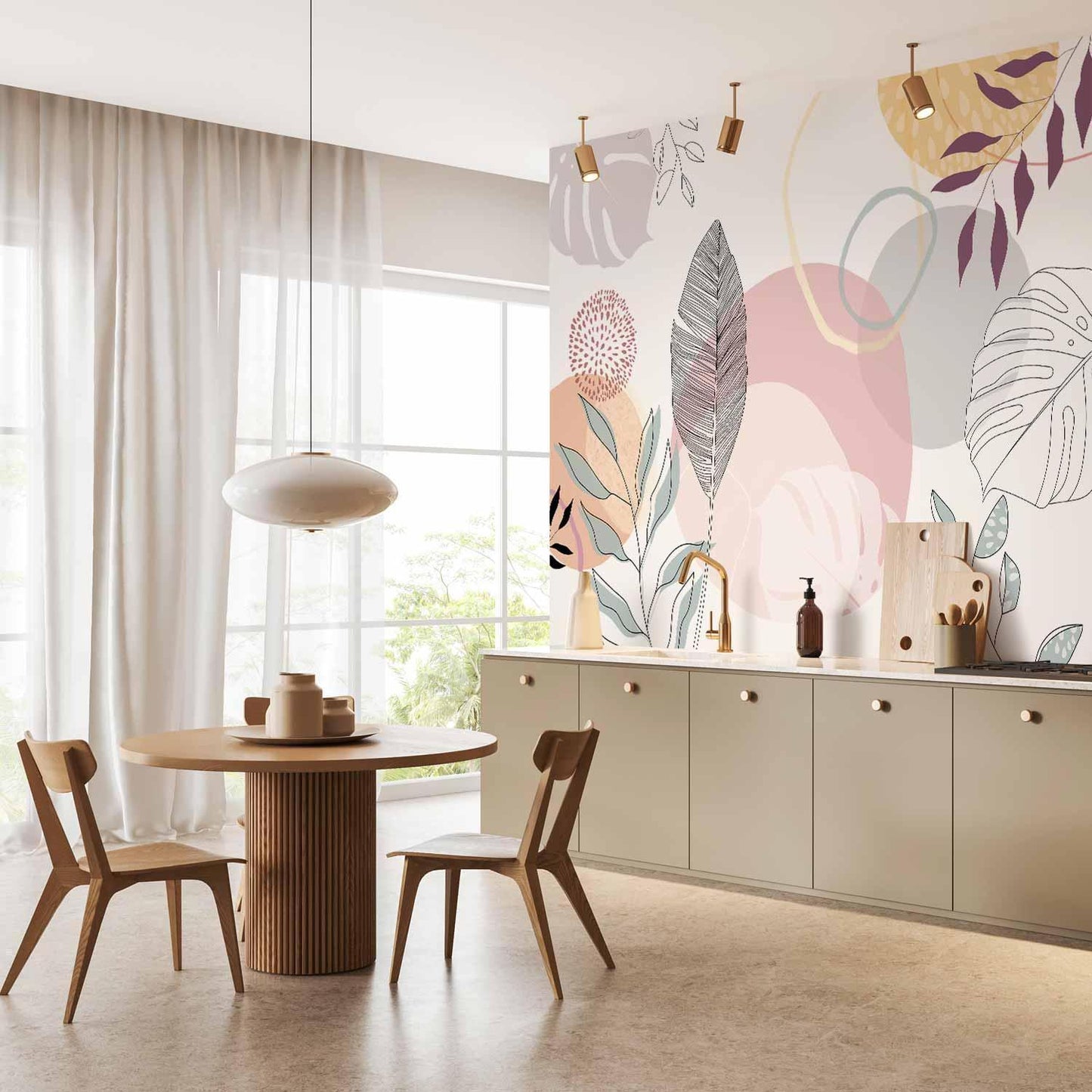 Fototapete - Vegetable Line Art