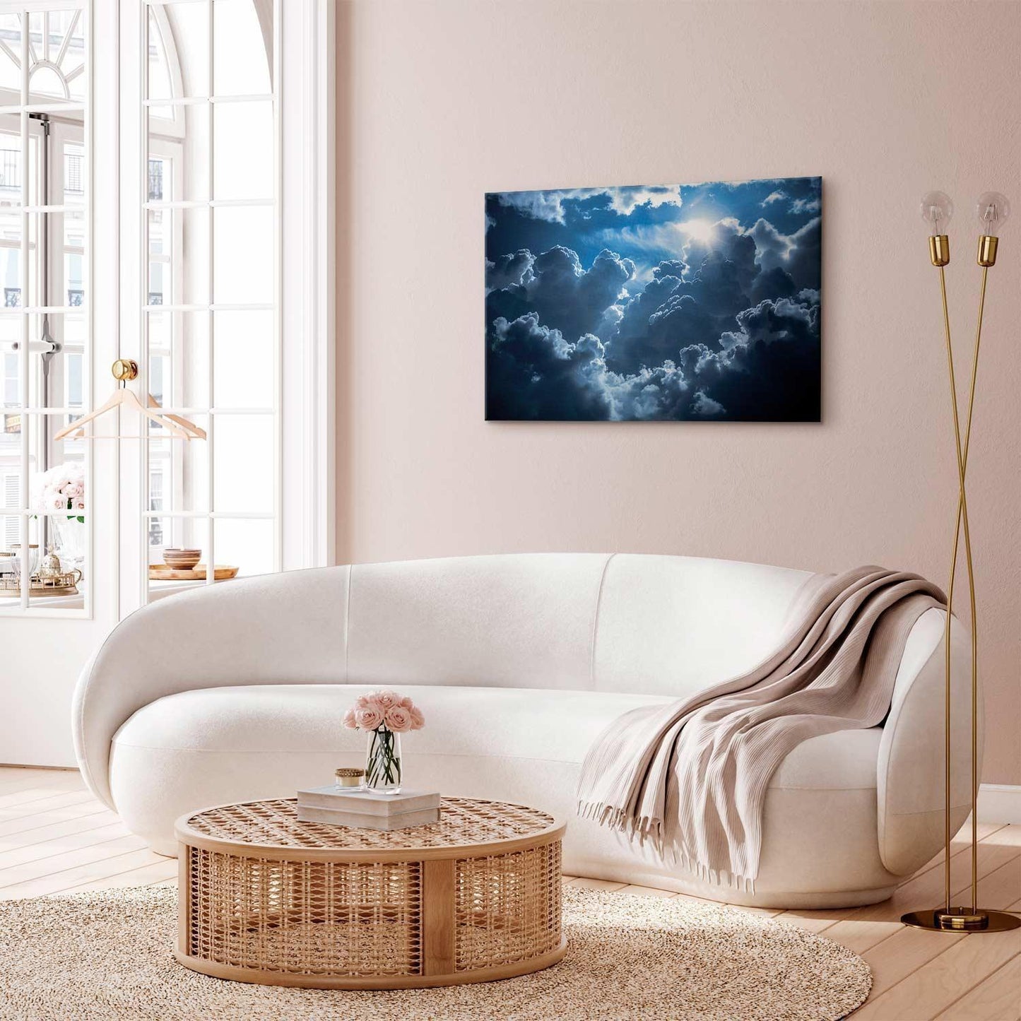 Leinwandbild - Animated Scenery: The Sun Battling with Clouds