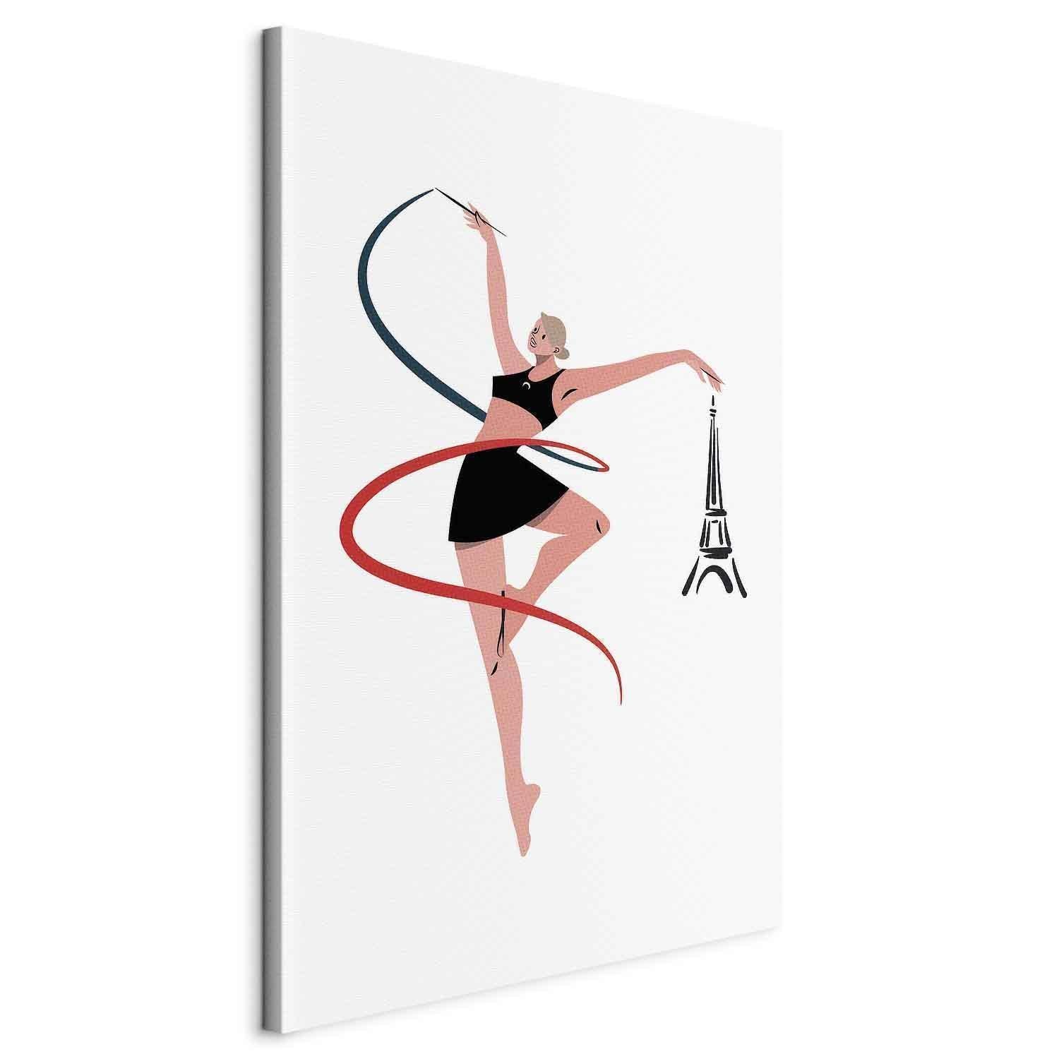 Leinwandbild - Rhythmic Gymnastics - Illustration of a Woman With a Ribbon Artgeist