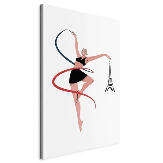 Leinwandbild - Rhythmic Gymnastics - Illustration of a Woman With a Ribbon Artgeist
