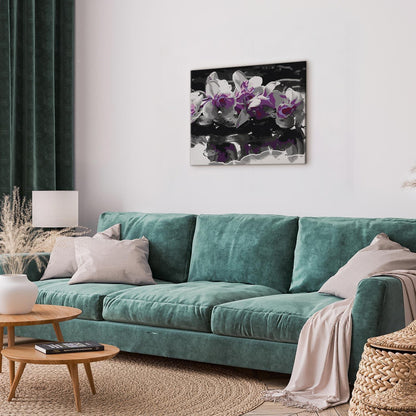 Malen nach Zahlen - Purple Orchid (Black Background & Reflection In The Water)