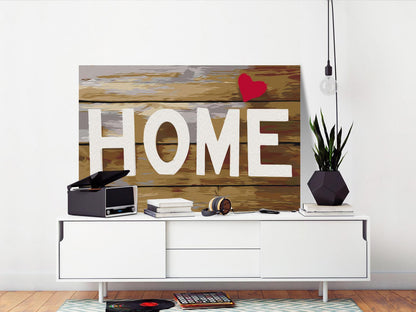 Home with Heart Wandbild zum Ausmalen - Herzerwärmendes Zuhause Motiv mit nummerierten Feldern für entspannende Kreativität