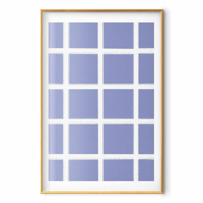 Poster - White Lines - a grid with large gaps on a blue background