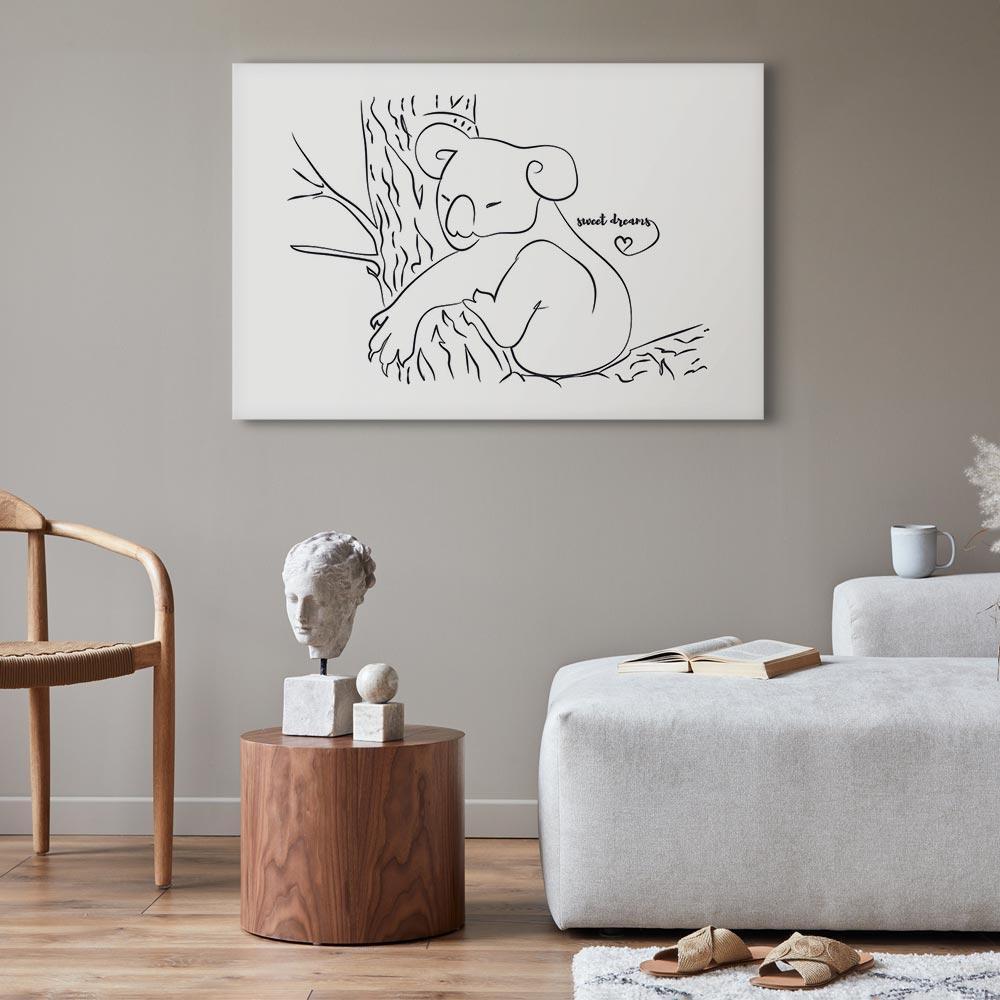 Leinwandbild - Quiet Charm of Nature (1-part) - Sleeping Koala in Black and White