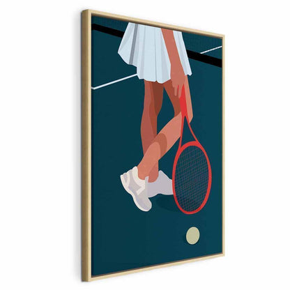 Leinwandbild - Female Tennis Player With a Red Racket on the Court - Graphics