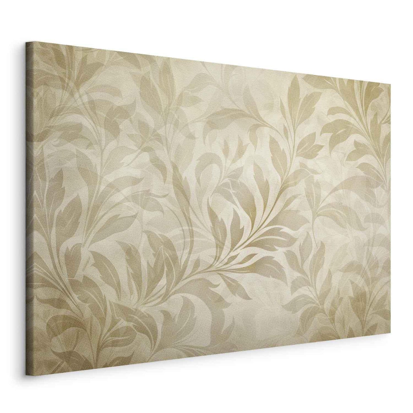 Leinwandbild - Botanical Motif with Leaves and Vines in Sand Colors Artgeist