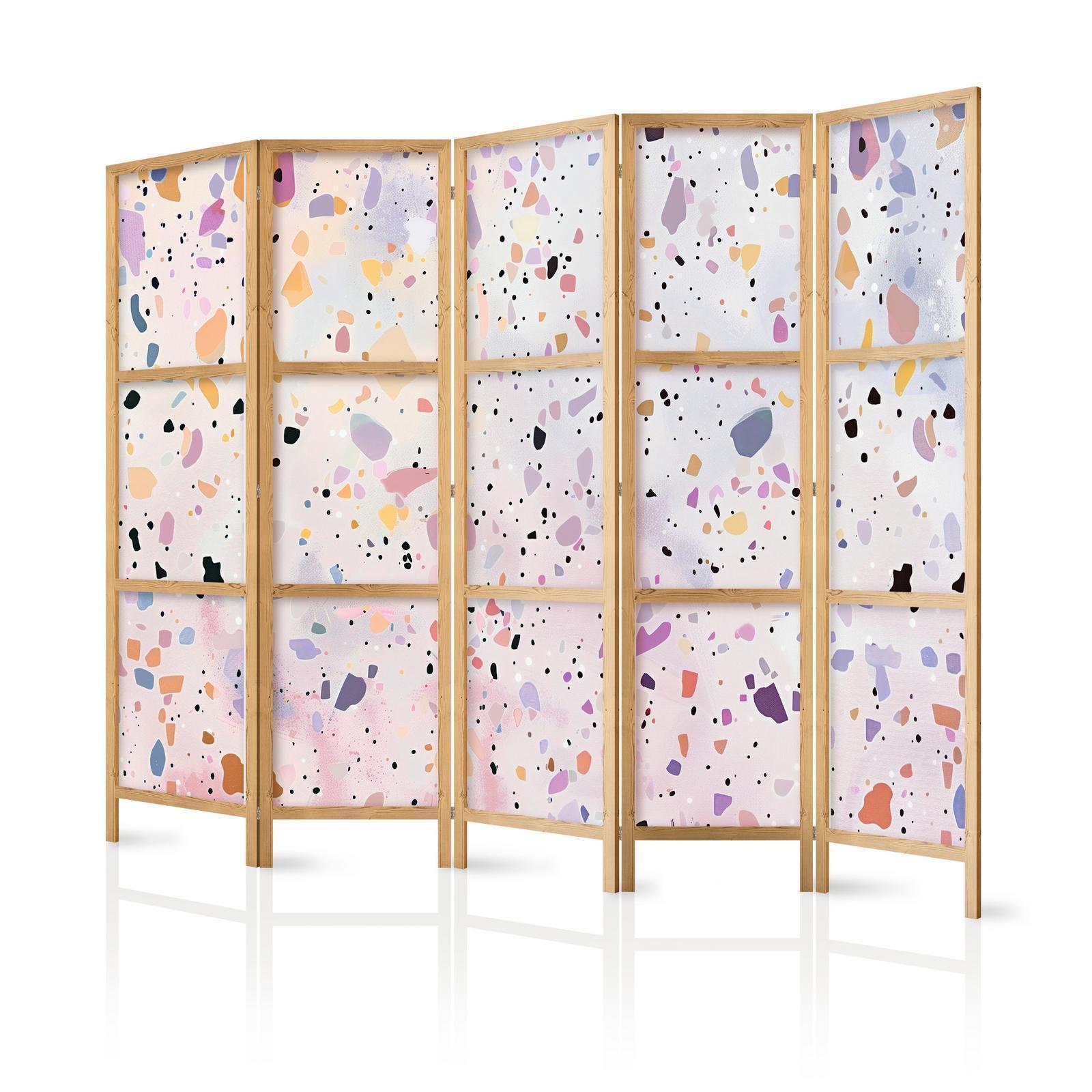 Japanischer Paravent - Confetti-Style Terrazzo - Purple-Pink - Colorful Pattern Artgeist