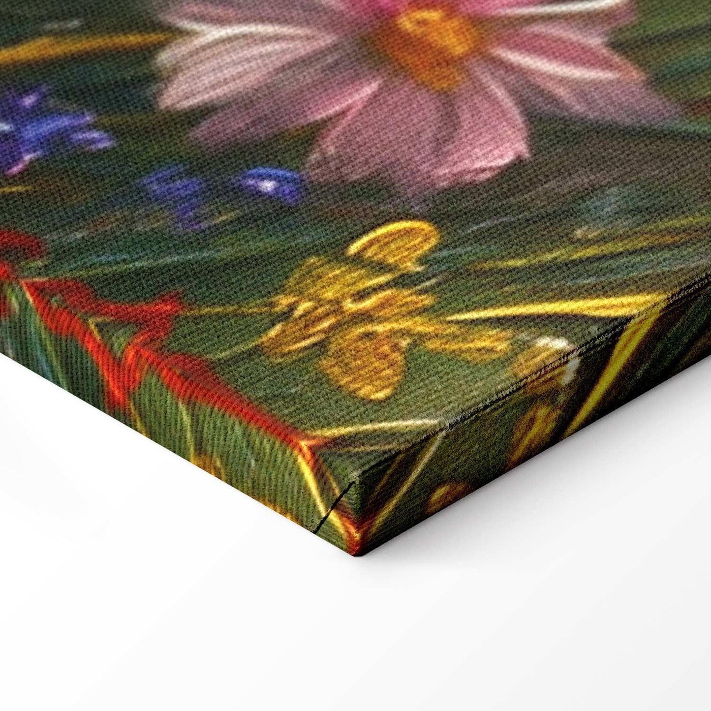 Leinwandbild - Seascape – wildflowers and a view of the rough sea