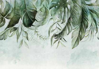 Wandgestaltung mit floraler Aquarell-Fototapete


