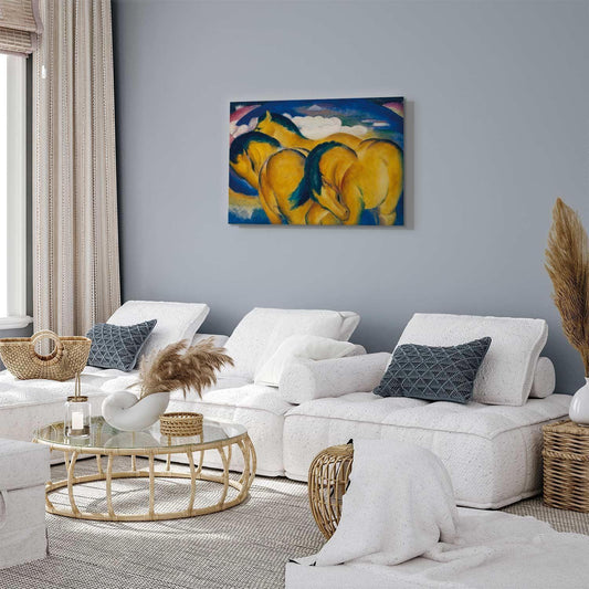 Leinwandbild - Little Yellow Horses (Franz Marc) Artgeist