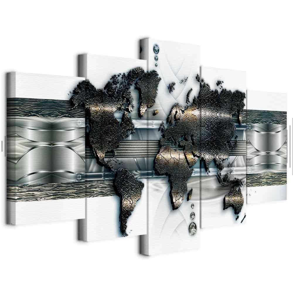 Leinwandbild - Metal World Map