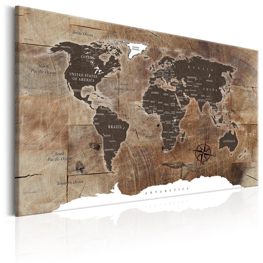 Leinwandbild - World Map: Wooden Mosaic Artgeist