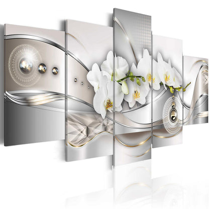 Leinwandbild „Perlmutt-Tanz der Orchideen“ – Eleganz in Blütenform