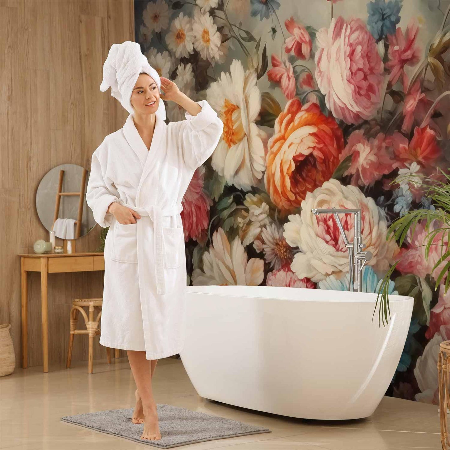 Fototapete Duft der Gartenblumen – Romantische Blütenpracht in sanften Farben