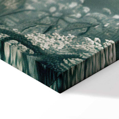 Leinwandbild - View of the Park and Lake Retro Vintage Landscape in Greens