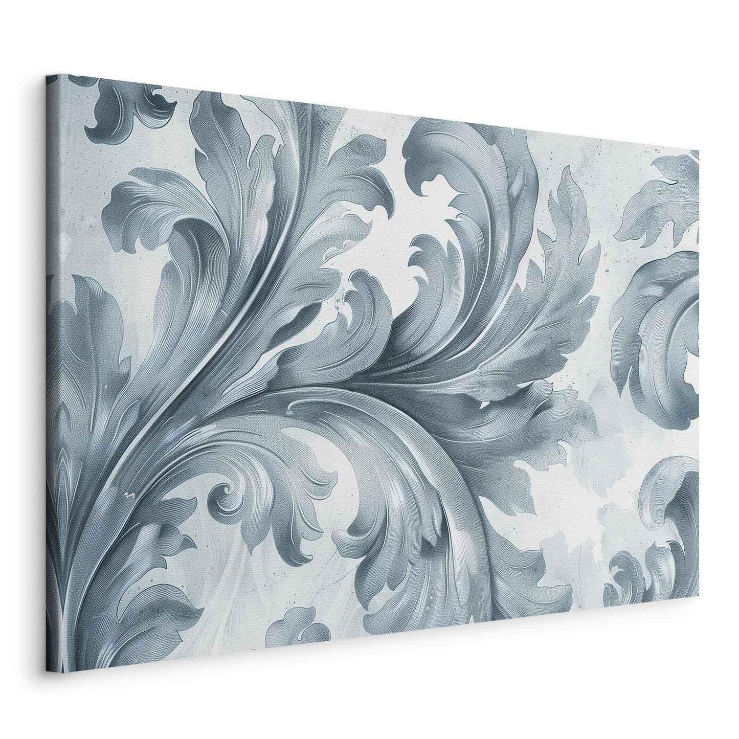 Leinwandbild - Stone Baroque Ornaments in Light Shades of Gray-Blue