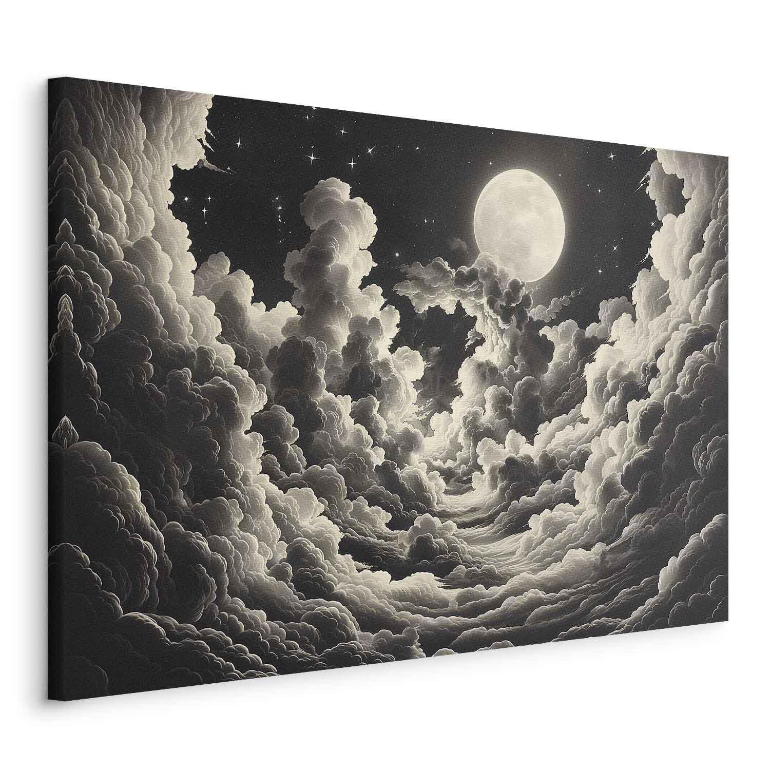 Leinwandbild - Moon and Stars Singing Among the Great Clouds Artgeist