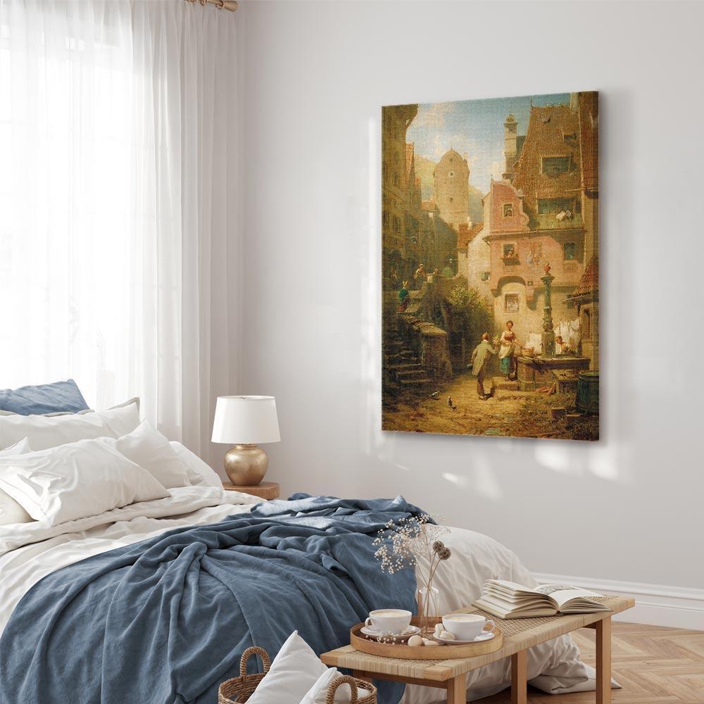 Leinwandbild - Carl Spitzweg – Well-Wisher Presenting Flowers