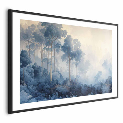 Poster - Forest in Misty Blue Shades Artgeist