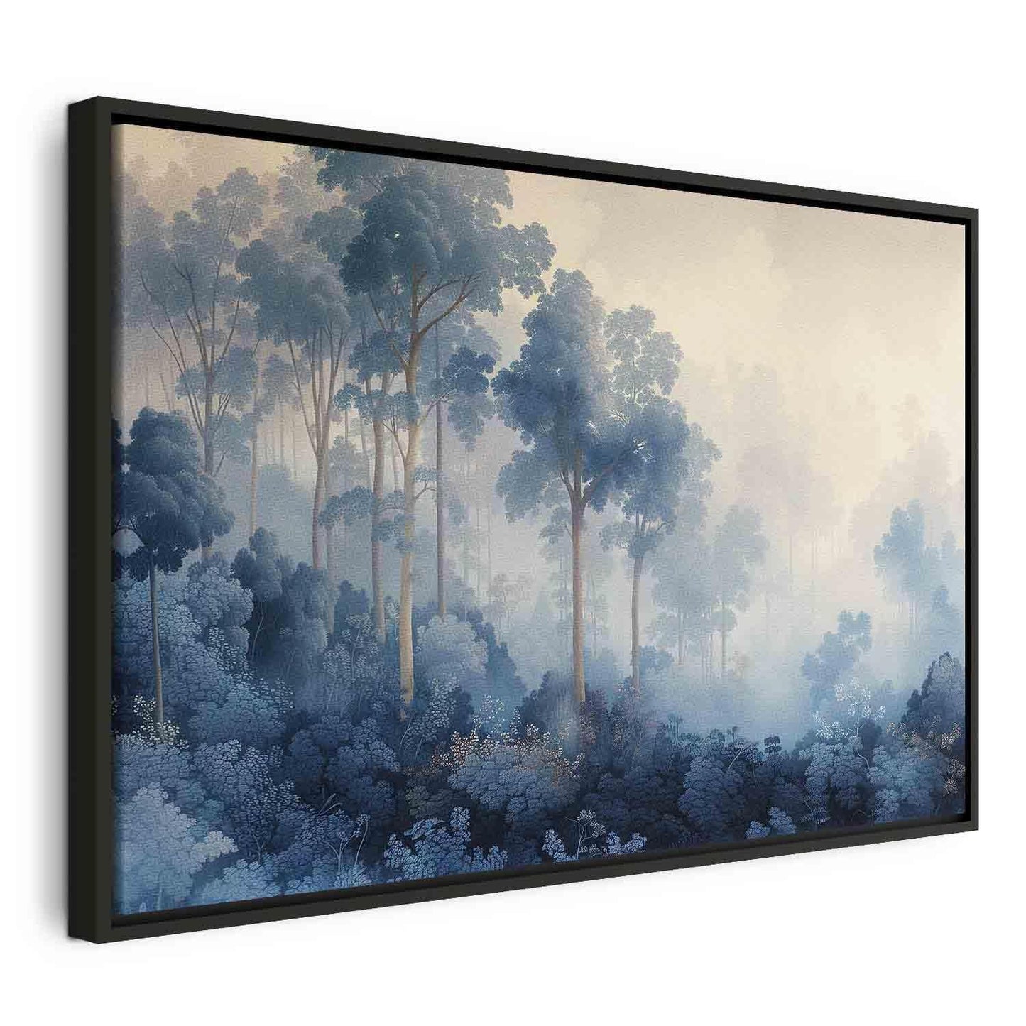 Leinwandbild - Landscape with Trees in Illustrative Style Fairy-Tale Blue Forest Artgeist
