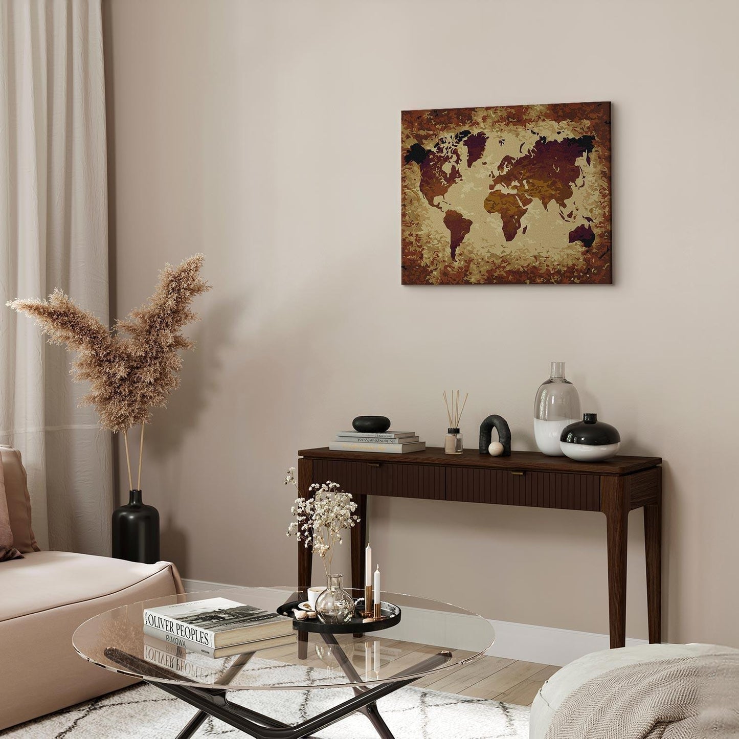 Malen nach Zahlen - World Map (Brown Colours)