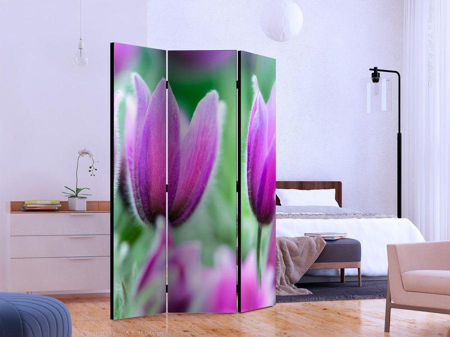 Paravent - Purple spring tulips Artgeist