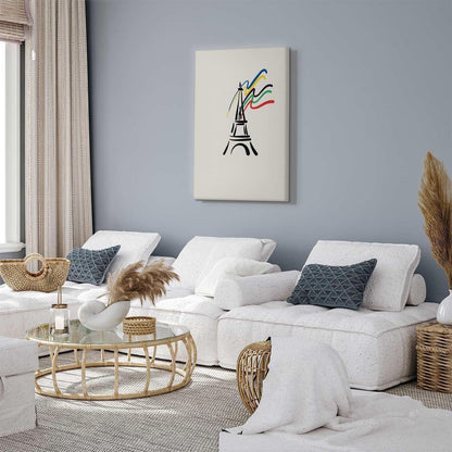 Leinwandbild - Eiffel Tower and Colorful Ribbons