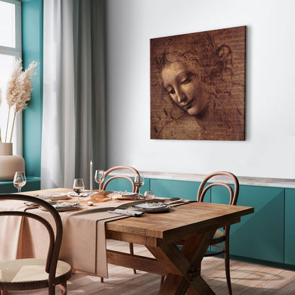 Leinwandbild - Leonardo da Vinci – Head of a Young Woman (Leda)