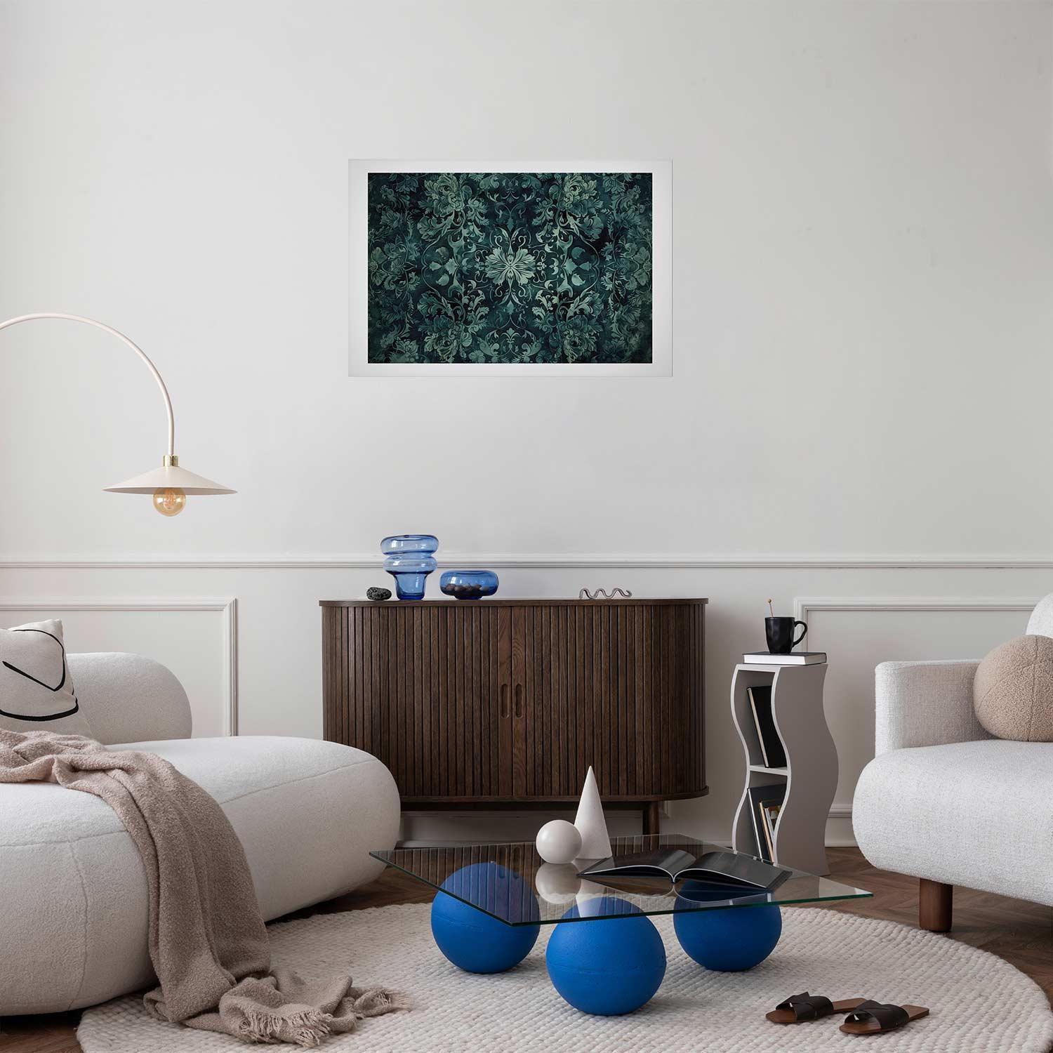 Poster - Carpet Ornaments in Emerald Shades Artgeist