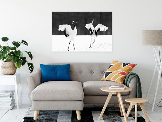 Leinwandbild - Dancing Cranes (1 Part) Wide Artgeist