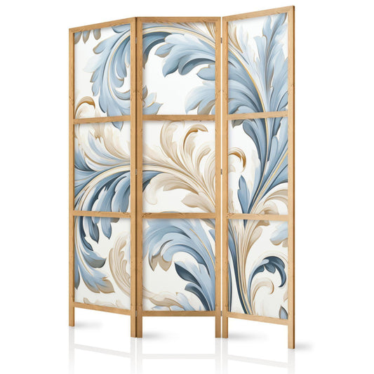 Japanischer Paravent - Baroque Ornaments in Light - Cream-Blue Colors Artgeist