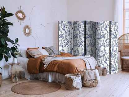 Paravent - Rome and Botany - Blue Pattern with a Greek and Plant Motif Artgeist