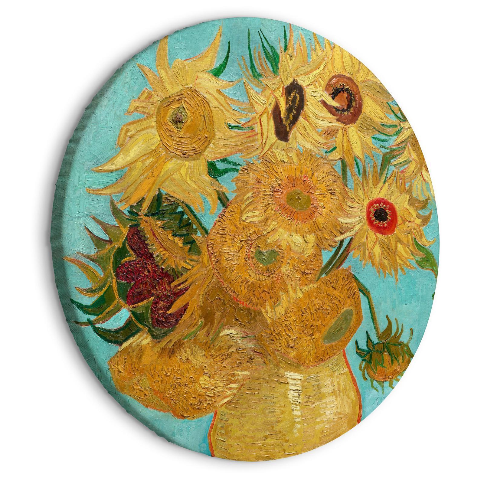 Rundes Bild - Vase mit zwölf Sonnenblumen (Vincent van Gogh) Artgeist