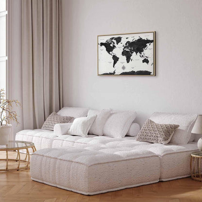 Leinwandbild - Black and White Map (1 Part) Wide Artgeist